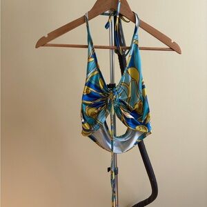 Vibrant Blue and Yellow Halter Top